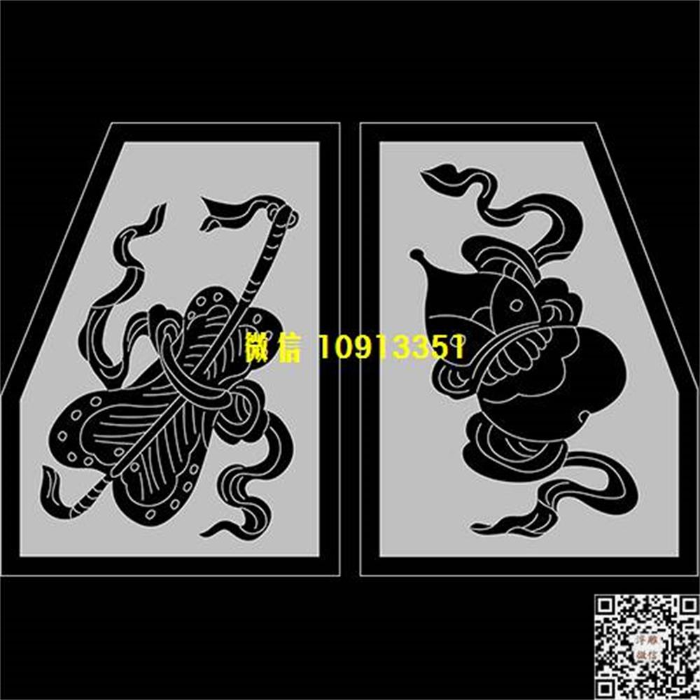 精雕图49八宝墓碑板精雕图线雕图线条图单线铣底图_电脑雕刻plt文泰矢量图精雕图浮雕图